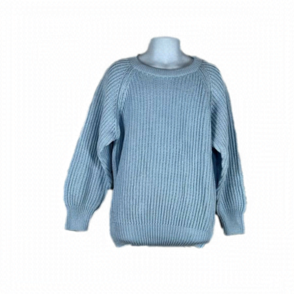 🎇NEW Unbranded Powder Blue Crew Neck Knit Sweater Size M (Girl) - Picture 2 of 3
